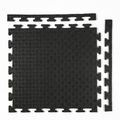 Черный защитный коврик-пазл 48х48 см, 8 мм под тренажеры